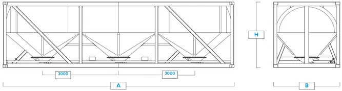Dibujo de referencia para silo horizontal neumático Poggi